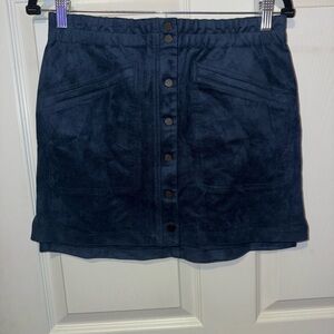 BCBG Dark Blue Button-Up Mini Skirt